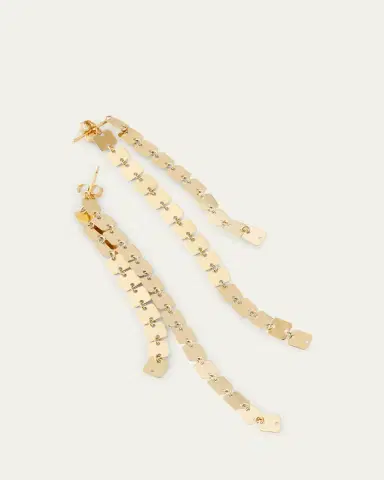 Lana 14K Yellow Gold Laser Square Chain Linear Earrings | Thumbnail 2 Lana 14K Yellow Gold Laser Square Chain Linear Earrings | Thumbnail 2