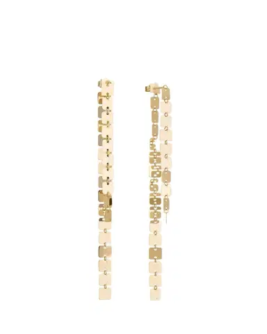 Lana 14K Yellow Gold Laser Square Chain Linear Earrings | Thumbnail 1 Lana 14K Yellow Gold Laser Square Chain Linear Earrings | Thumbnail 1