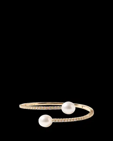 Mizuki 18K Yellow Gold Double South Sea Pearl and Diamond Cuff Bracelet | Thumbnail 2 Mizuki 18K Yellow Gold Double South Sea Pearl and Diamond Cuff Bracelet | Thumbnail 2