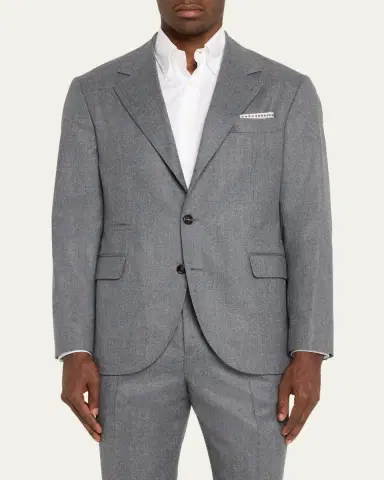 Brunello Cucinelli Men's Solid Wool Suit | Thumbnail 4 Brunello Cucinelli Men's Solid Wool Suit | Thumbnail 4
