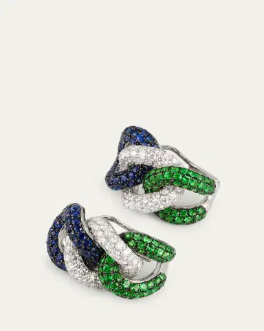 Mio Harutaka 18K White Gold Rope Chain Earrings with Sapphire, Garnet, and Diamonds | Thumbnail 3 Mio Harutaka 18K White Gold Rope Chain Earrings with Sapphire, Garnet, and Diamonds | Thumbnail 3