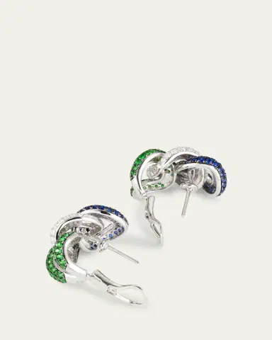 Mio Harutaka 18K White Gold Rope Chain Earrings with Sapphire, Garnet, and Diamonds | Thumbnail 4 Mio Harutaka 18K White Gold Rope Chain Earrings with Sapphire, Garnet, and Diamonds | Thumbnail 4