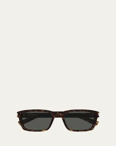 Saint Laurent Men's Rectangle Acetate Sunglasses with Logo Detail | Thumbnail 3 Saint Laurent Men's Rectangle Acetate Sunglasses with Logo Detail | Thumbnail 3