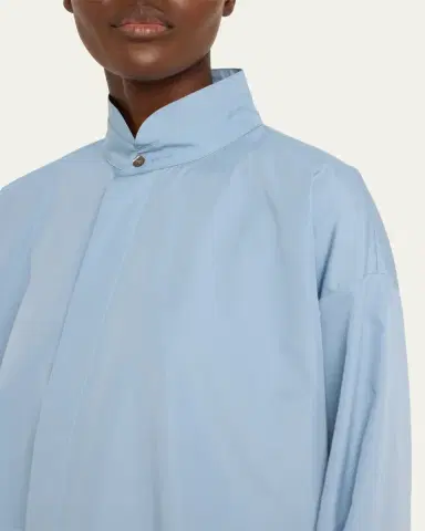 Eskandar Slim A-Line Double Stand Collar Shirt with Stepped Insert (Long Length) | Thumbnail 5 Eskandar Slim A-Line Double Stand Collar Shirt with Stepped Insert (Long Length) | Thumbnail 5