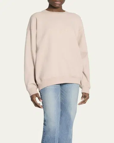 Saint Laurent Logo Cotton Crew Sweatshirt | Thumbnail 4 Saint Laurent Logo Cotton Crew Sweatshirt | Thumbnail 4