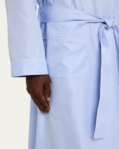 Zimmerli Men's Woven Sea Island Cotton Robe | Thumbnail 4 Zimmerli Men's Woven Sea Island Cotton Robe | Thumbnail 4