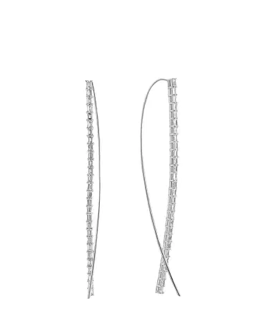 Lana 14K Gold Baguette Diamond Narrow Upside-Down Threader Hoop Earrings | Thumbnail 1 Lana 14K Gold Baguette Diamond Narrow Upside-Down Threader Hoop Earrings | Thumbnail 1
