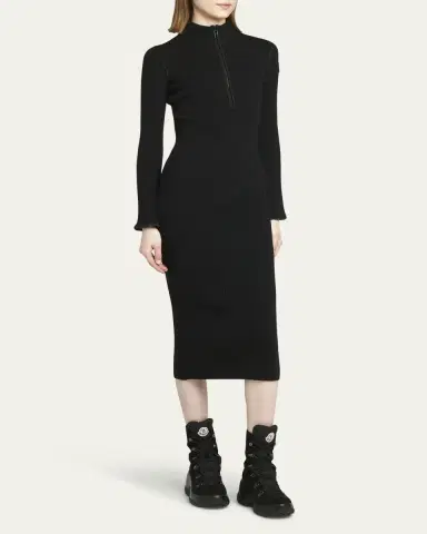 Moncler Ribbed Knit Long-Sleeve Sweater Dress | Thumbnail 4 Moncler Ribbed Knit Long-Sleeve Sweater Dress | Thumbnail 4