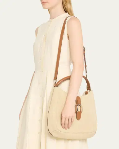 Ralph Lauren Collection Welington Medium Woven Linen Shoulder Bag | Thumbnail 2 Ralph Lauren Collection Welington Medium Woven Linen Shoulder Bag | Thumbnail 2