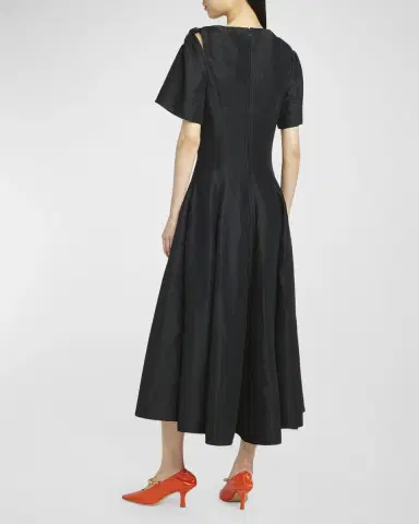 Bottega Veneta Fluid Linen Midi Dress with Twist Detail | Thumbnail 3 Bottega Veneta Fluid Linen Midi Dress with Twist Detail | Thumbnail 3