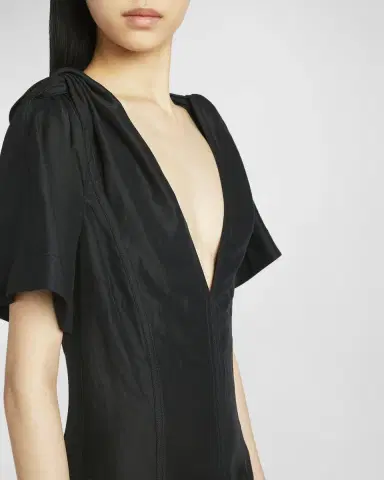 Bottega Veneta Fluid Linen Midi Dress with Twist Detail | Thumbnail 4 Bottega Veneta Fluid Linen Midi Dress with Twist Detail | Thumbnail 4