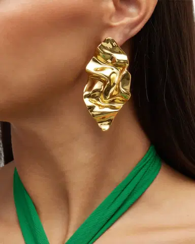 Alexis Bittar Crumpled Gold Large Post Earrings | Thumbnail 2 Alexis Bittar Crumpled Gold Large Post Earrings | Thumbnail 2
