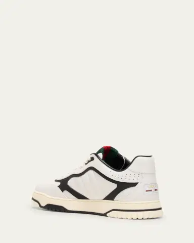 Gucci Men's Re-Web Gummed Calf Leather Sneakers | Thumbnail 2 Gucci Men's Re-Web Gummed Calf Leather Sneakers | Thumbnail 2