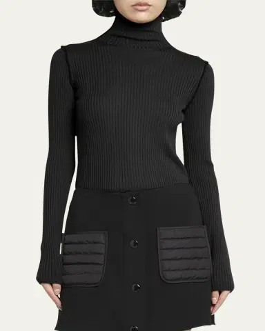 Moncler Extra Fine Wool Ribbed Turtleneck Sweater | Thumbnail 4 Moncler Extra Fine Wool Ribbed Turtleneck Sweater | Thumbnail 4