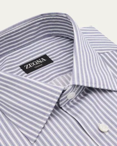 ZEGNA Men's Trofeo Cotton Multi-Stripe Dress Shirt | Thumbnail 2 ZEGNA Men's Trofeo Cotton Multi-Stripe Dress Shirt | Thumbnail 2