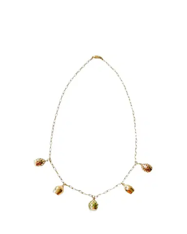 Haute Victoire Colored Stone 5 Lune Necklace, 15"L | Thumbnail 1 Haute Victoire Colored Stone 5 Lune Necklace, 15"L | Thumbnail 1