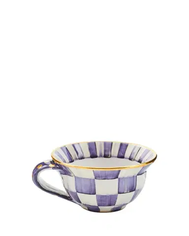 MacKenzie-Childs Violet Check Ceramic Teacup | Thumbnail 1 MacKenzie-Childs Violet Check Ceramic Teacup | Thumbnail 1
