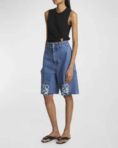Loewe Anagram Long Denim Shorts | Thumbnail 2 Loewe Anagram Long Denim Shorts | Thumbnail 2