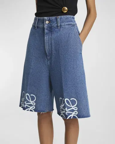 Loewe Anagram Long Denim Shorts | Thumbnail 4 Loewe Anagram Long Denim Shorts | Thumbnail 4