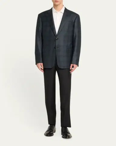 Giorgio Armani Men's Flat-Front Wool Trousers | Thumbnail 2 Giorgio Armani Men's Flat-Front Wool Trousers | Thumbnail 2