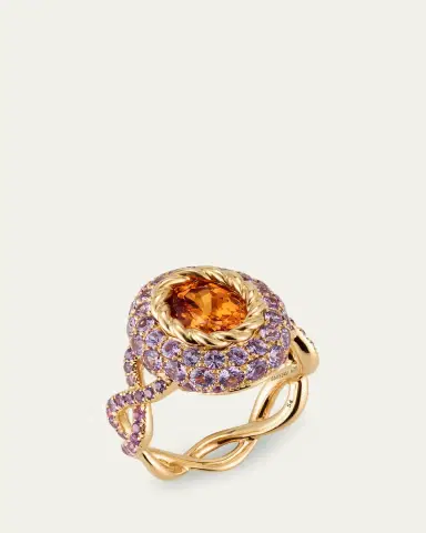 Mellerio 18K Yellow Gold Orange Blossom Ring with Garnet and Sapphires | Thumbnail 2 Mellerio 18K Yellow Gold Orange Blossom Ring with Garnet and Sapphires | Thumbnail 2