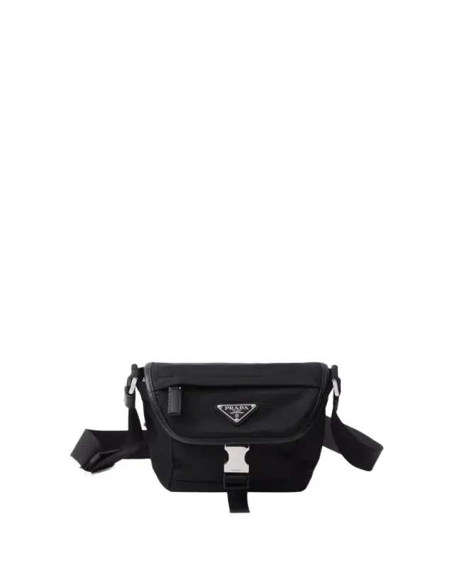 Men's Re-Nylon and Saffiano Leather Shoulder Bag Men's Re-Nylon and Saffiano Leather Shoulder Bag