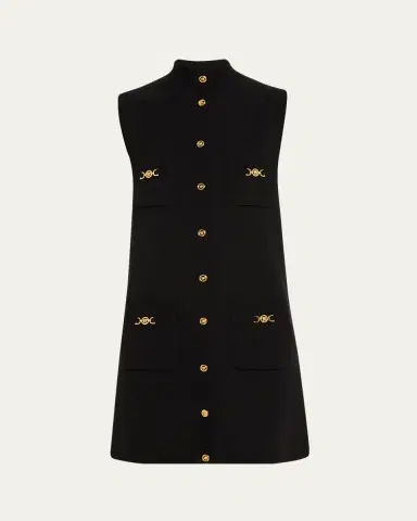 Versace Button-Front Knit Medusa Mini Dress | Thumbnail 7 Versace Button-Front Knit Medusa Mini Dress | Thumbnail 7