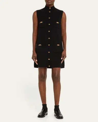 Versace Button-Front Knit Medusa Mini Dress | Thumbnail 8 Versace Button-Front Knit Medusa Mini Dress | Thumbnail 8