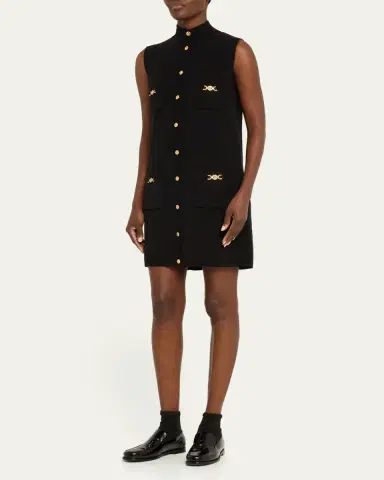 Versace Button-Front Knit Medusa Mini Dress | Thumbnail 10 Versace Button-Front Knit Medusa Mini Dress | Thumbnail 10