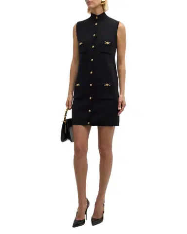 Versace Button-Front Knit Medusa Mini Dress | Thumbnail 1 Versace Button-Front Knit Medusa Mini Dress | Thumbnail 1