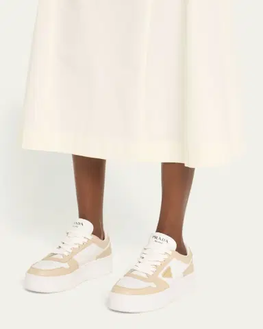 Prada Downtown Bicolor Leather Low-Top Sneakers | Thumbnail 2 Prada Downtown Bicolor Leather Low-Top Sneakers | Thumbnail 2