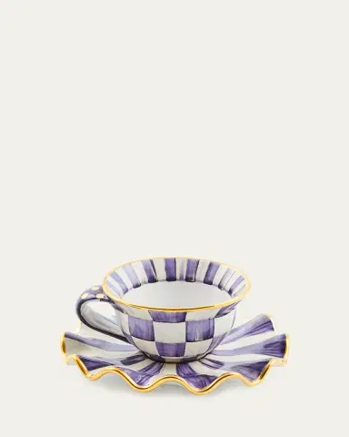MacKenzie-Childs Violet Check Ceramic Saucer | Thumbnail 3 MacKenzie-Childs Violet Check Ceramic Saucer | Thumbnail 3