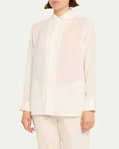Ralph Lauren Collection Capri Button Down Linen Voile Shirt | Thumbnail 4 Ralph Lauren Collection Capri Button Down Linen Voile Shirt | Thumbnail 4
