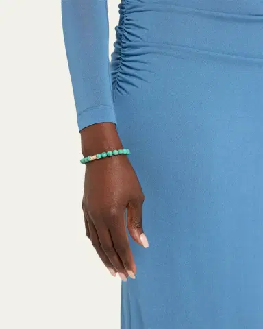 Sydney Evan 14K Yellow Gold Diamond Marquise Eye Candy Wrapper Bead on Green Turquoise Bracelet | Thumbnail 2 Sydney Evan 14K Yellow Gold Diamond Marquise Eye Candy Wrapper Bead on Green Turquoise Bracelet | Thumbnail 2