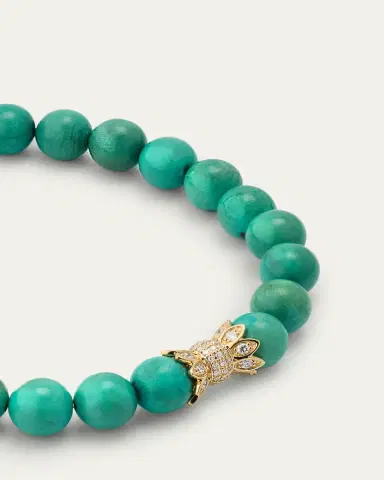 Sydney Evan 14K Yellow Gold Diamond Marquise Eye Candy Wrapper Bead on Green Turquoise Bracelet | Thumbnail 3 Sydney Evan 14K Yellow Gold Diamond Marquise Eye Candy Wrapper Bead on Green Turquoise Bracelet | Thumbnail 3
