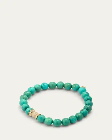 Sydney Evan 14K Yellow Gold Diamond Marquise Eye Candy Wrapper Bead on Green Turquoise Bracelet | Thumbnail 4 Sydney Evan 14K Yellow Gold Diamond Marquise Eye Candy Wrapper Bead on Green Turquoise Bracelet | Thumbnail 4