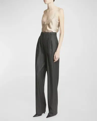 Saint Laurent Wide-Leg Tailored Pants with Pleating | Thumbnail 2 Saint Laurent Wide-Leg Tailored Pants with Pleating | Thumbnail 2