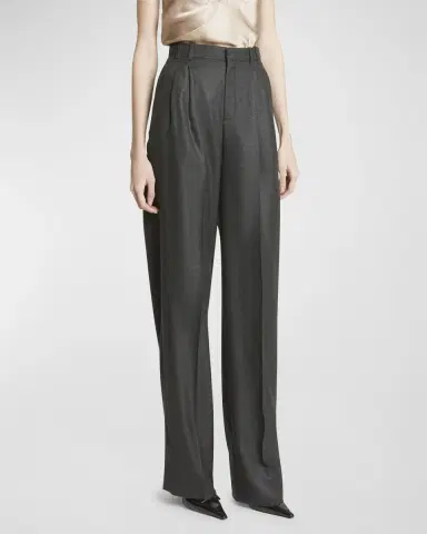 Saint Laurent Wide-Leg Tailored Pants with Pleating | Thumbnail 4 Saint Laurent Wide-Leg Tailored Pants with Pleating | Thumbnail 4