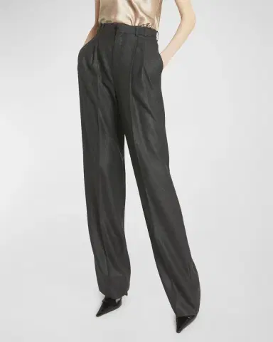 Saint Laurent Wide-Leg Tailored Pants with Pleating | Thumbnail 7 Saint Laurent Wide-Leg Tailored Pants with Pleating | Thumbnail 7