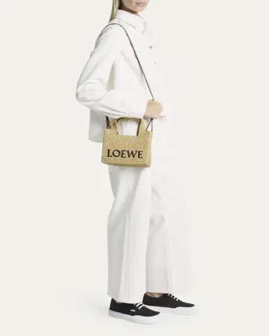 LOEWE x Paula's Ibiza Font Logo Mini Tote Bag in Raffia | Thumbnail 5 LOEWE x Paula's Ibiza Font Logo Mini Tote Bag in Raffia | Thumbnail 5