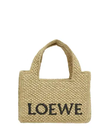 LOEWE x Paula's Ibiza Font Logo Mini Tote Bag in Raffia | Thumbnail 1 LOEWE x Paula's Ibiza Font Logo Mini Tote Bag in Raffia | Thumbnail 1