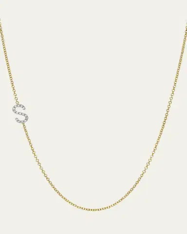 Zoe Lev Jewelry Diamond Asymmetrical Initial Necklace | Thumbnail 3 Zoe Lev Jewelry Diamond Asymmetrical Initial Necklace | Thumbnail 3