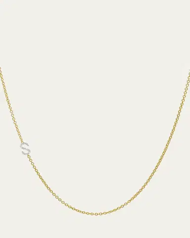 Zoe Lev Jewelry Diamond Asymmetrical Initial Necklace | Thumbnail 1 Zoe Lev Jewelry Diamond Asymmetrical Initial Necklace | Thumbnail 1
