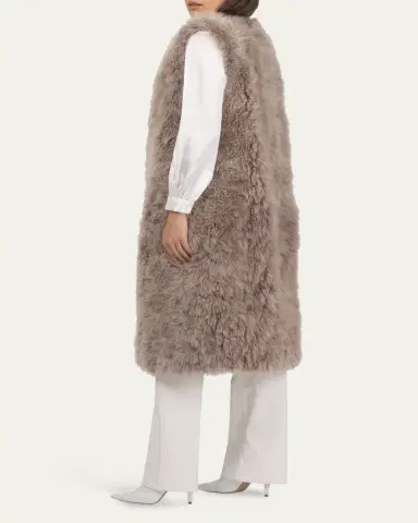 Gorski Select Cashmere Goat Fur Collarless Long Vest | Thumbnail 4 Gorski Select Cashmere Goat Fur Collarless Long Vest | Thumbnail 4