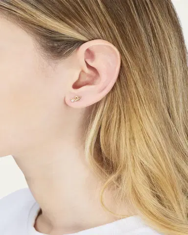 Bea Bongiasca Mini Loop Earring in 9K Yellow Gold with Diamonds, Single | Thumbnail 2 Bea Bongiasca Mini Loop Earring in 9K Yellow Gold with Diamonds, Single | Thumbnail 2