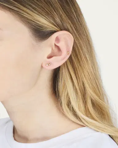 Bea Bongiasca Mini Loop Earring in 9K Yellow Gold with Diamonds, Single | Thumbnail 3 Bea Bongiasca Mini Loop Earring in 9K Yellow Gold with Diamonds, Single | Thumbnail 3