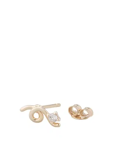 Bea Bongiasca Mini Loop Earring in 9K Yellow Gold with Diamonds, Single | Thumbnail 1 Bea Bongiasca Mini Loop Earring in 9K Yellow Gold with Diamonds, Single | Thumbnail 1