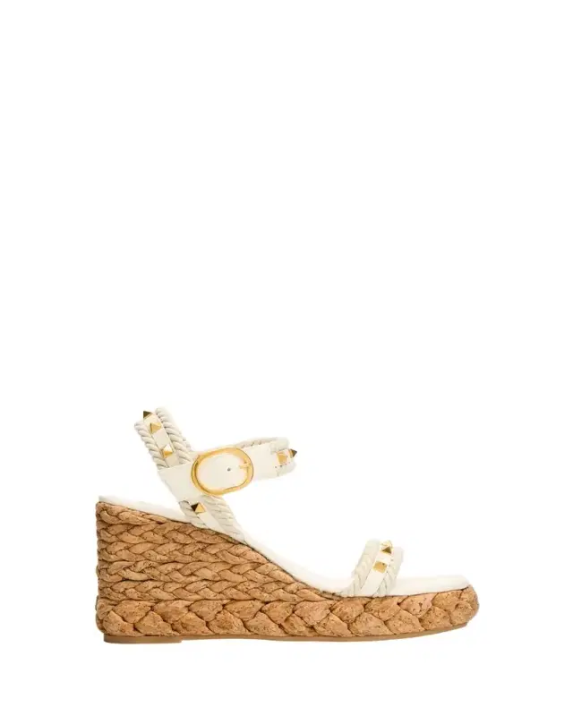 Rockstud Leather Wedge Espadrille Sandals Rockstud Leather Wedge Espadrille Sandals