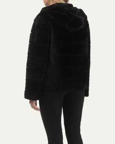 Gorski Horizontal Curly Shearling Lamb Zip Hooded Jacket | Thumbnail 3 Gorski Horizontal Curly Shearling Lamb Zip Hooded Jacket | Thumbnail 3