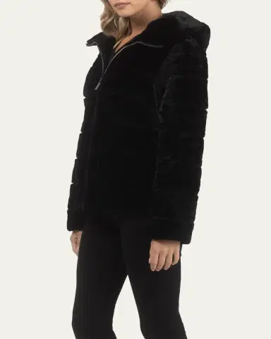 Gorski Horizontal Curly Shearling Lamb Zip Hooded Jacket | Thumbnail 4 Gorski Horizontal Curly Shearling Lamb Zip Hooded Jacket | Thumbnail 4